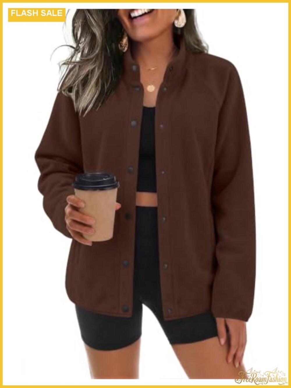 Fleece Jacket Women Button Down Winter Coat Pockets
